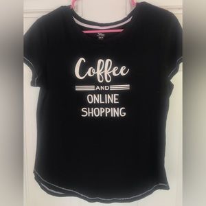 Short Sleeve Black Soft Sleep Shirt with White Lettering - Size Medium